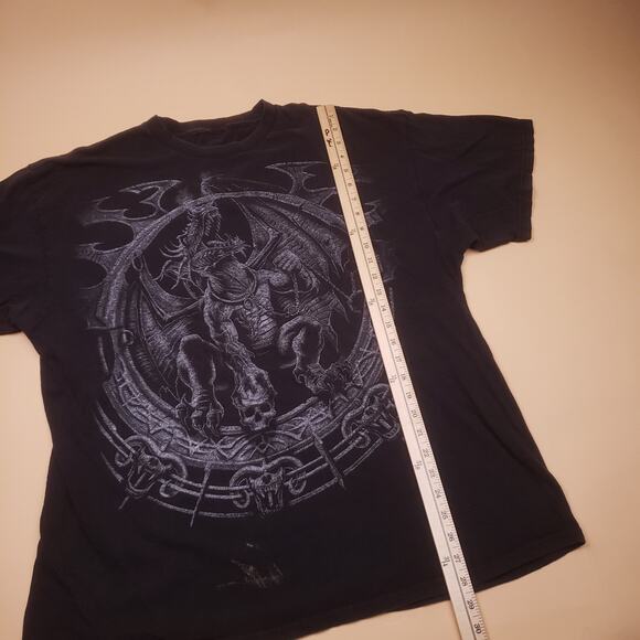 Vintage y2k Dragon Fantasy Gothic Blackout Faded Distress Golem Skull Chain - Picture 6 of 7